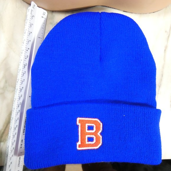 Blue B Boston logo Knit Cap Beanie Blue - Picture 7 of 8